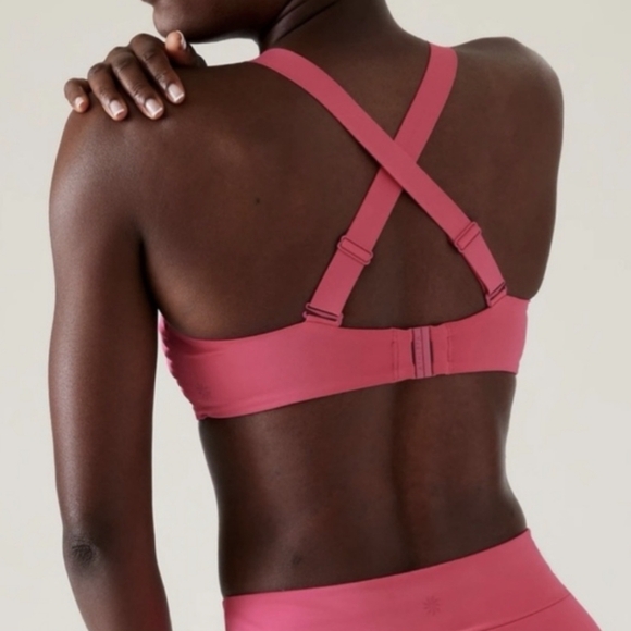 NWOT Athleta square neck V bikini top in Tulip pink - Picture 2 of 13